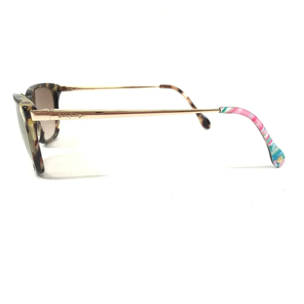Lilly Pulitzer Sunglasses Martinique TO 9C1 Gold Tortoise Square Brown Lenses